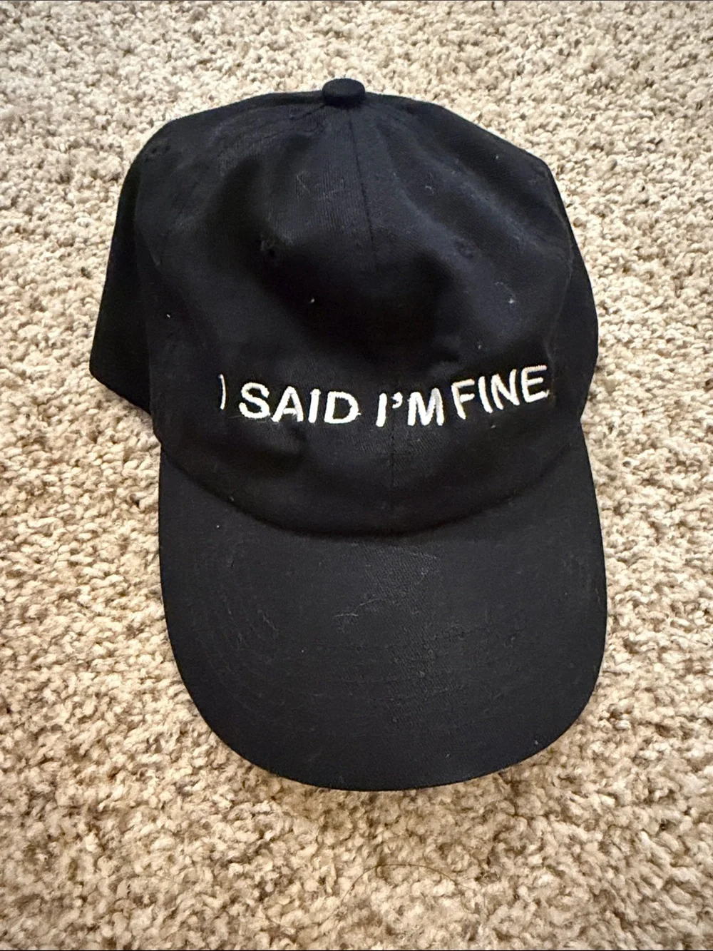 I Said I'm Fine Black Embroidered Baseball Cap